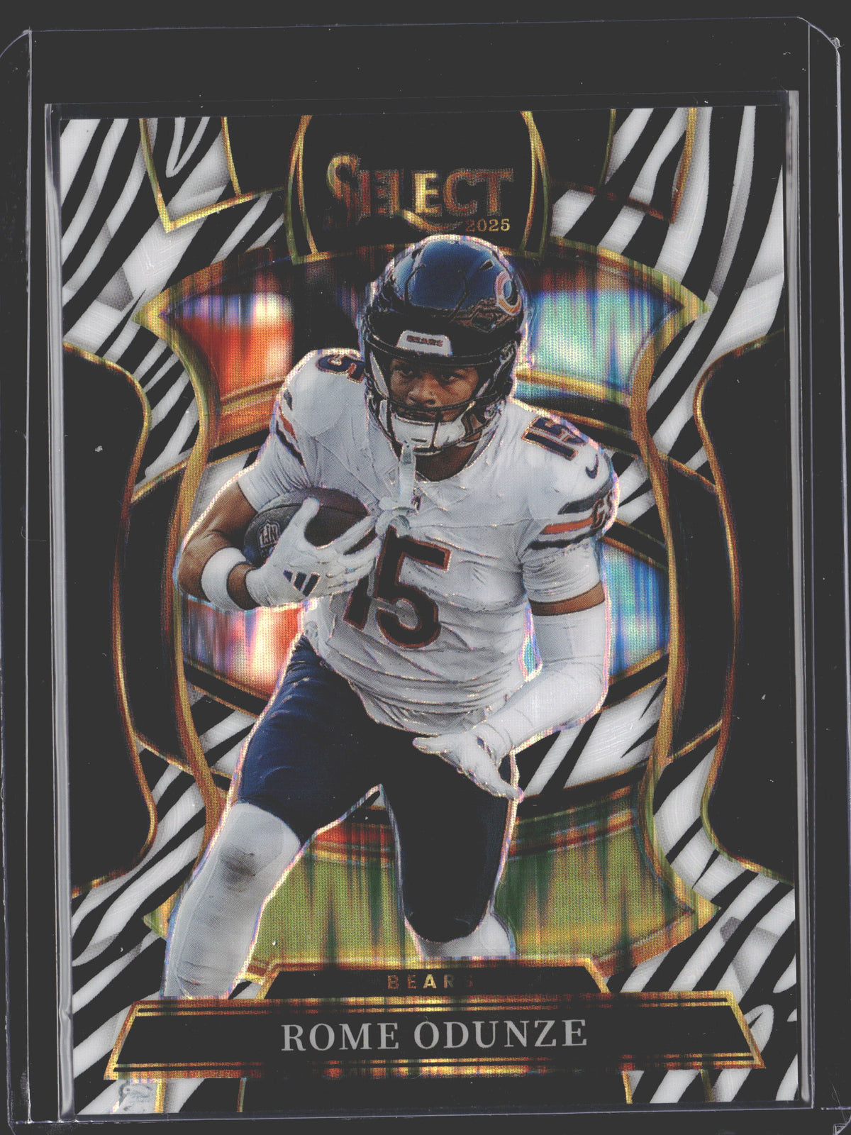 2025 Panini Select Rome Odunze Concourse Zebra Prizm Shock #74 Bears