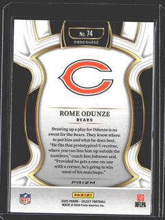2025 Panini Select Rome Odunze Concourse Zebra Prizm Shock #74 Bears-2