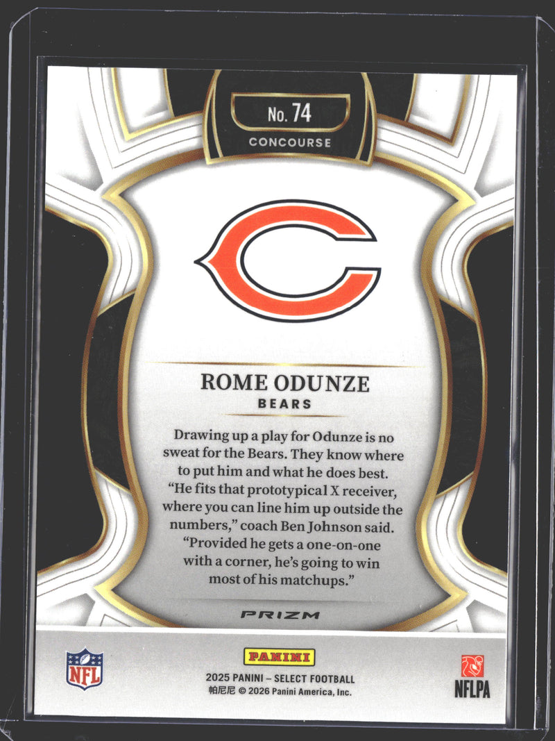 2025 Panini Select Rome Odunze Concourse Zebra Prizm Shock #74 Bears-2