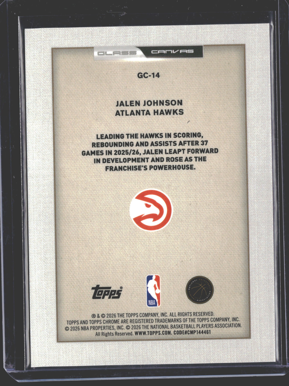 2025-26 Topps Chrome Update Basketball Jalen Johnson #GC-14 Glass Canvas-2