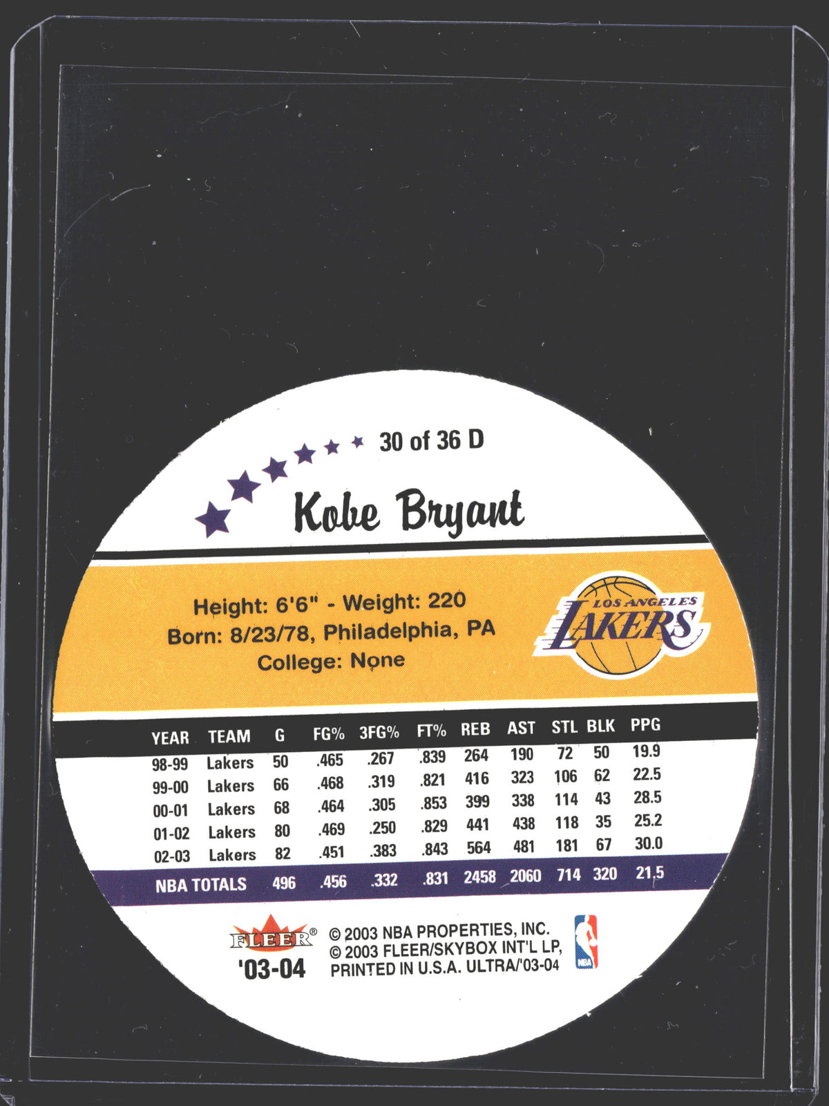 2003 Fleer Kobe Bryant Roundball 30 of 36-2