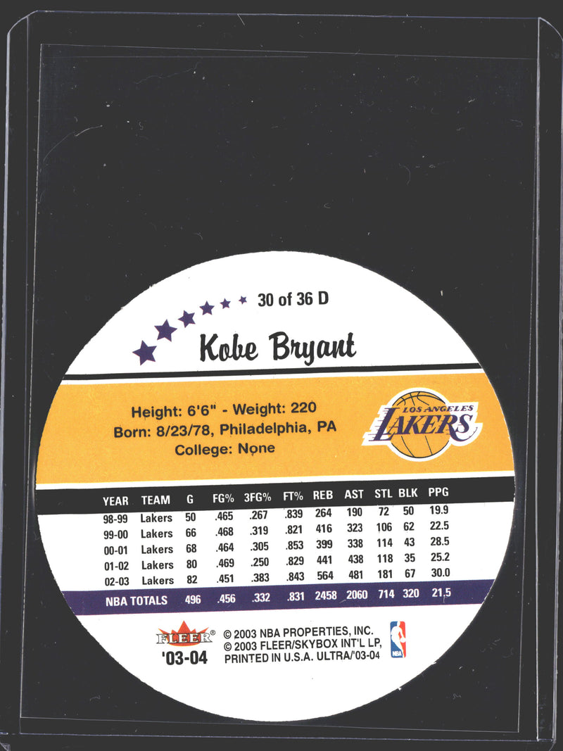 2003 Fleer Kobe Bryant Roundball 30 of 36-2