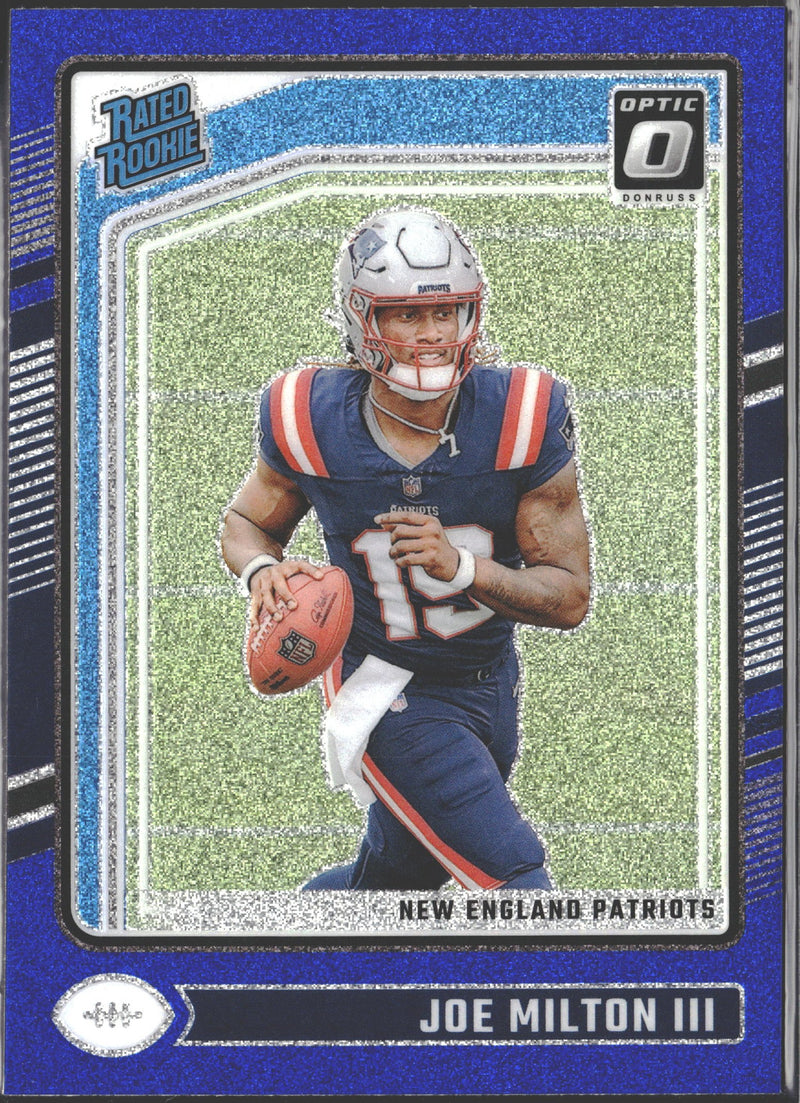 2024 Donruss Optic Joe Milton III Rated Rookie Blue Glitter #255-1