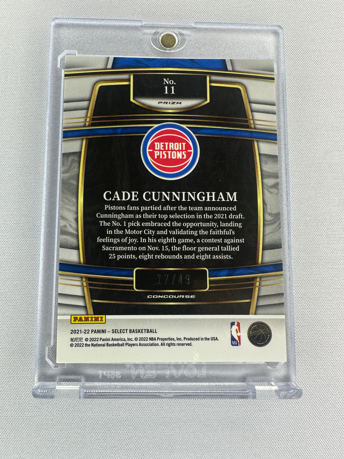 2021 Select Cade Cunningham Rookie RC #11 /49