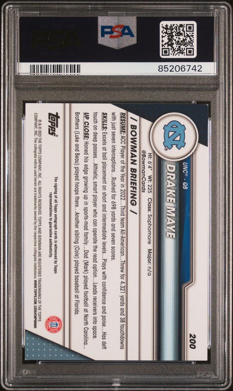 2023 Bowman Chrome Drake Maye autograph 200 PSA 8-2