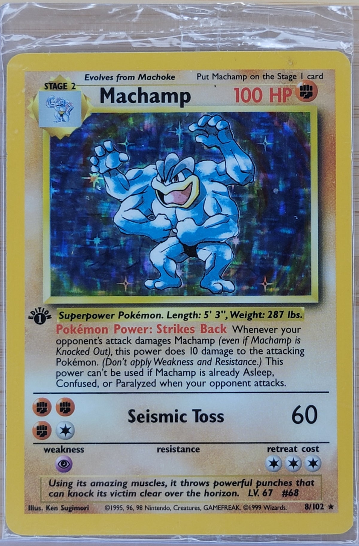 1999 Machamp Holo Base Set 8/102 Sealed