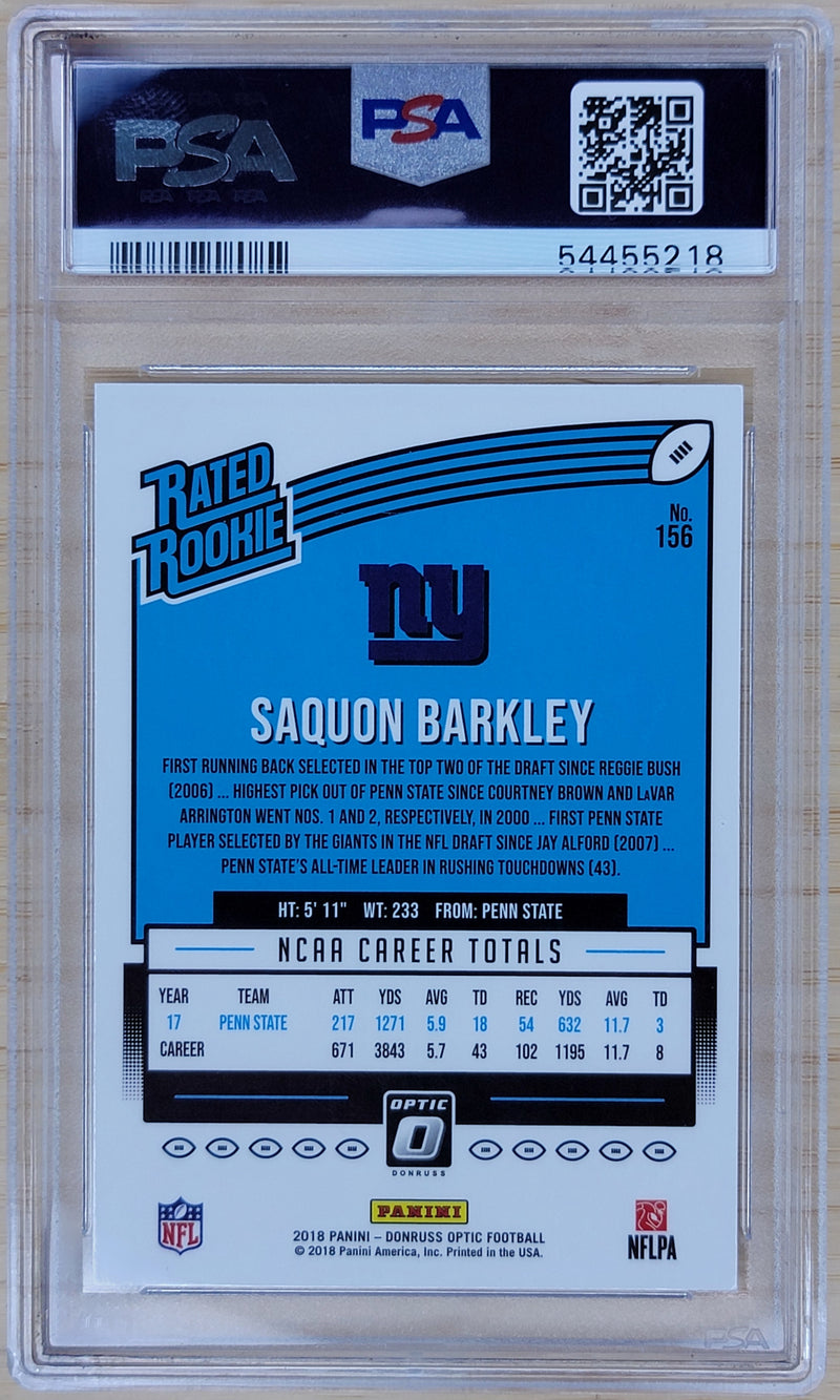 2018 Donruss Optic Saquon Barkley #156 PSA Gem Mint 10-2