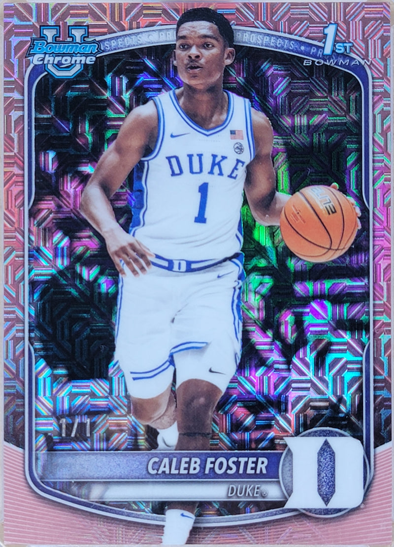 2025 Topps Bowman Chrome Caleb Foster Mojo Rose Gold 1 of 1 #BCP-100-1