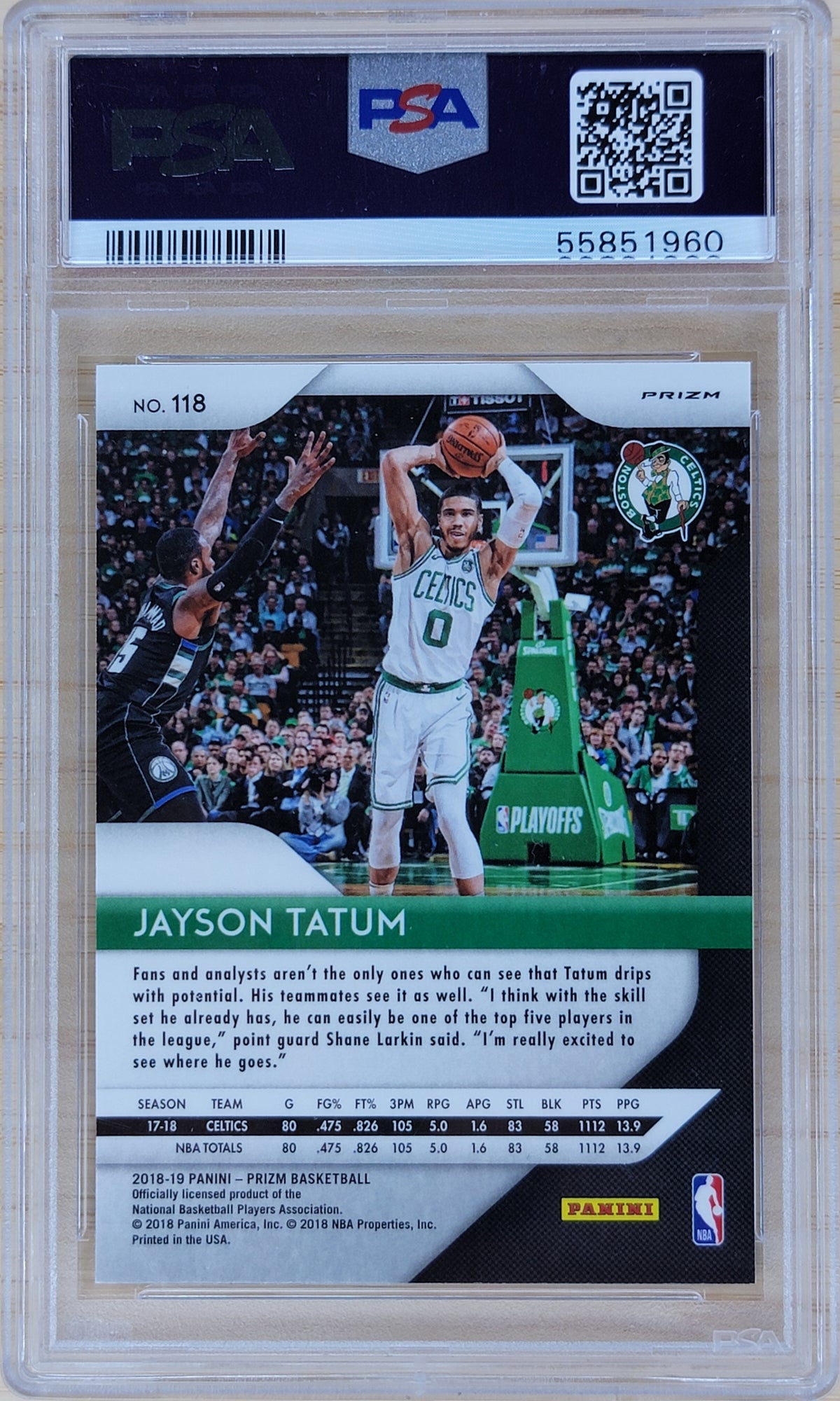 2018 Panini Prizm Jayson Tatum Red Ice #118 PSA 10