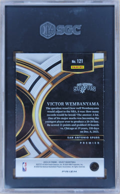 2023-24 Panini Select Victor Wembanyama Blue Cracked Ice Prizm #121 SGC 10-2