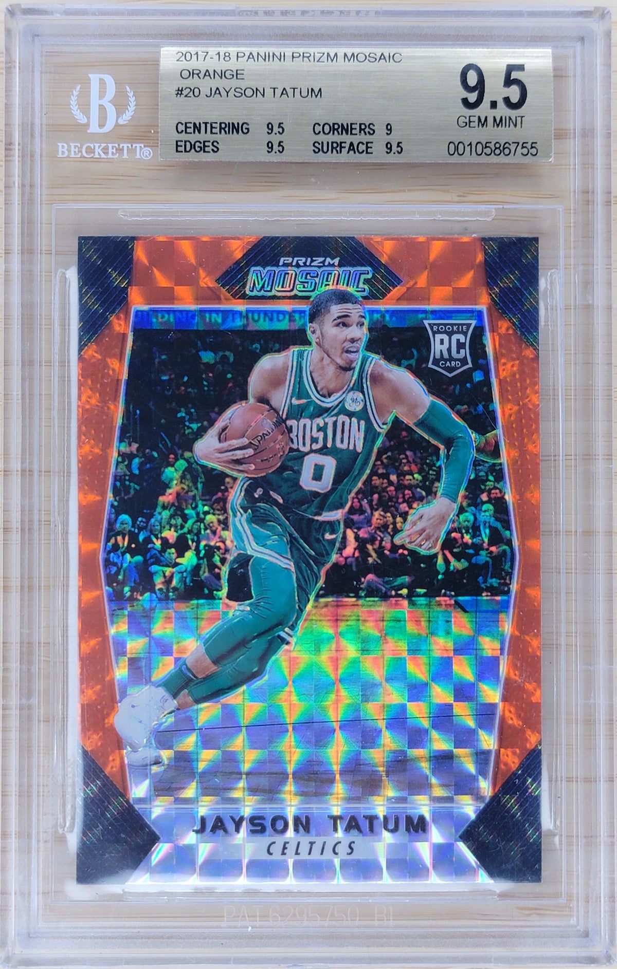 2017-18 Panini Prism Mosaic Orange Jayson Tatum #20 Beckett 9.5
