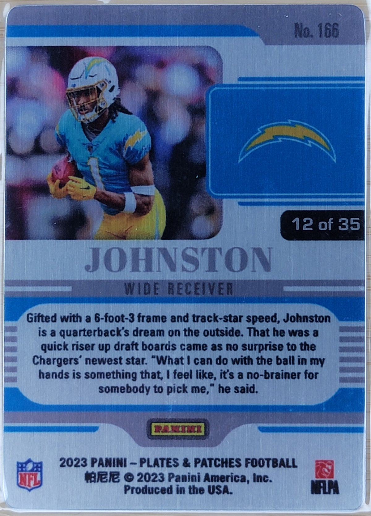 2023 Panini Plates & Patches Metal Rookies Quentin Johnston Vector /35 #166