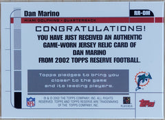 2002 Topps Reverse Relics Dan Marino Patch #RR-DM-2