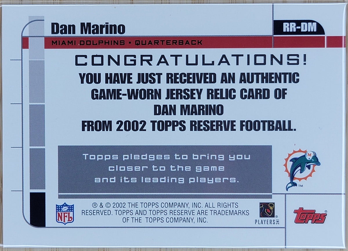 2002 Topps Reverse Relics Dan Marino Patch #RR-DM