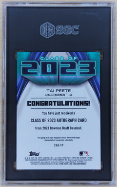 2023 Bowman Draft Tai Peete Class Of '23 Auto #23A-TP SGC Auto 10 Card 9.5-2