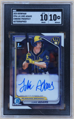 2024 Bowman Luke Adams Chrome Prospect Auto #CPA-LA SGC Auto 10 Card 10-1