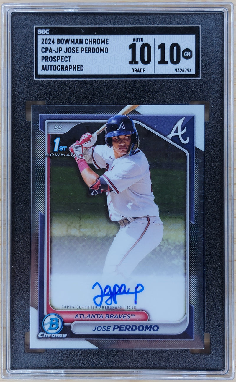 2024 Bowman Chrome Jose Perdomo Prospect Auto #CPA-JP SGC Auto 10 Card 10-1