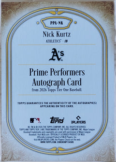 2026 Topps Tier One Nick Kurtz Blue Certified Auto /75 #PPA-NK-2