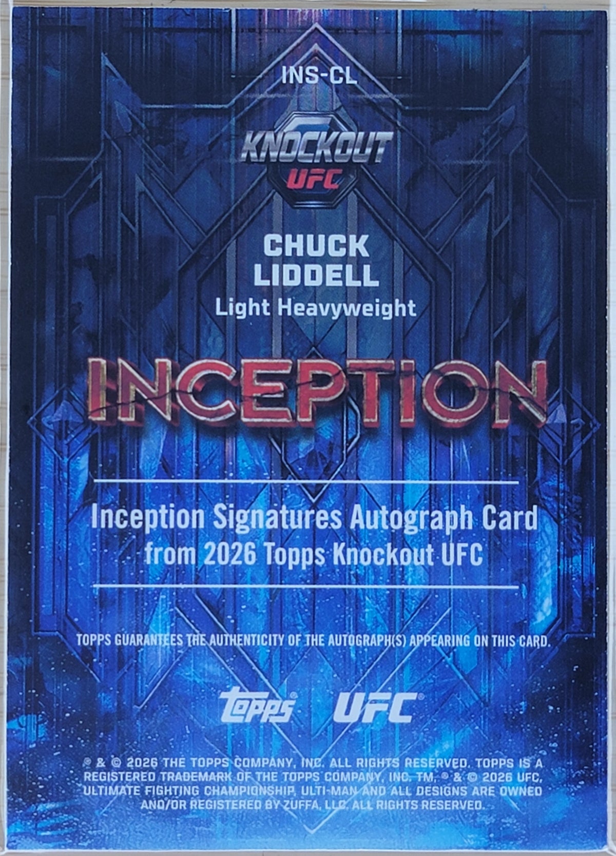 2026 Chuck Liddell Inception Knockout UFC INS-CL