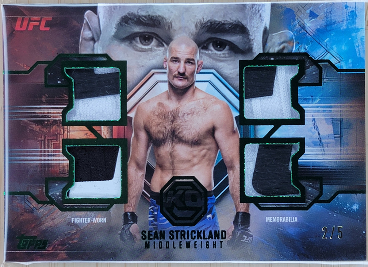 2026 Topps Knockout UFC - SEAN STRICKLAND UFC Quad Relic Green /5 #UFCR-SS