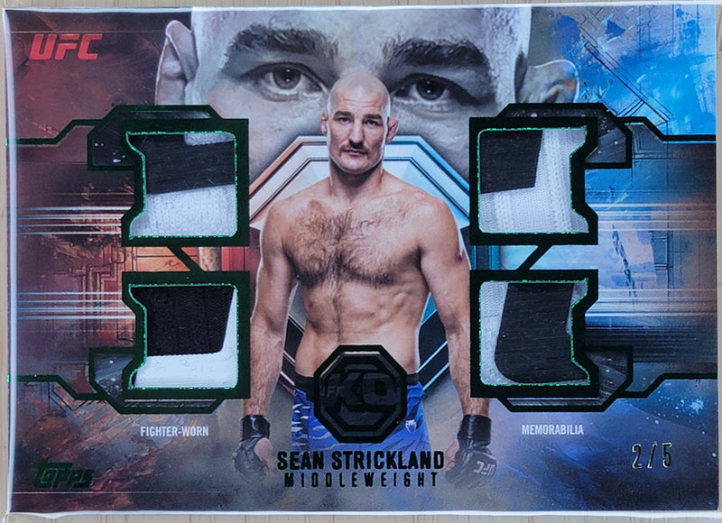 2026 Topps Knockout UFC - SEAN STRICKLAND UFC Quad Relic Green /5 #UFCR-SS-1