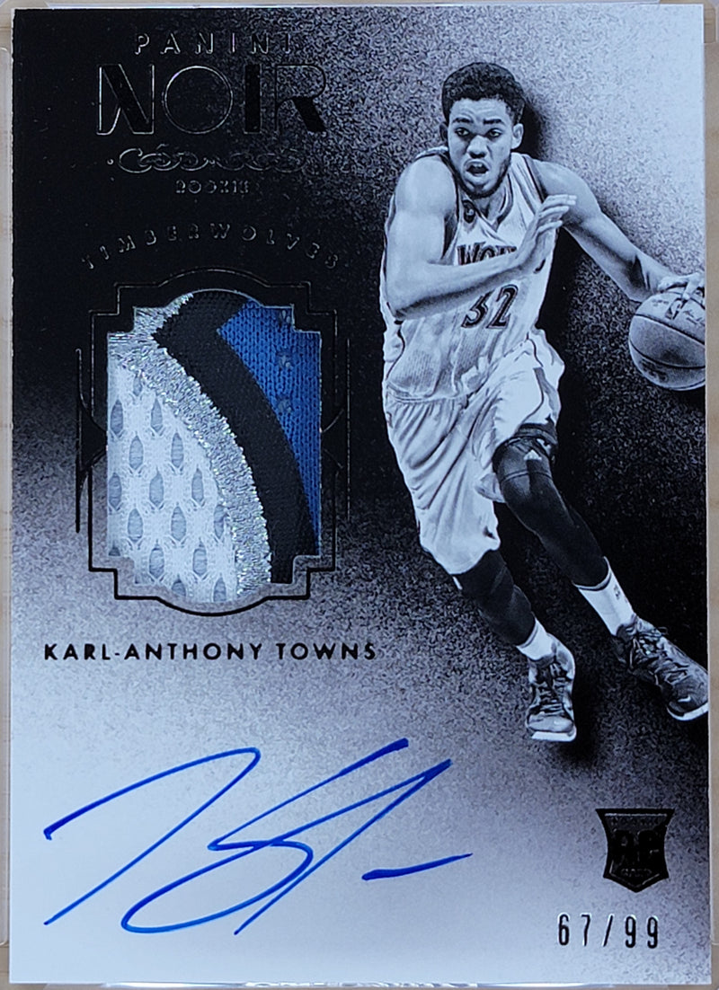 2015-16 Panini Noir Karl-Anthony Towns #201 Rookie RC Jersey Patch Auto RPA /99-1
