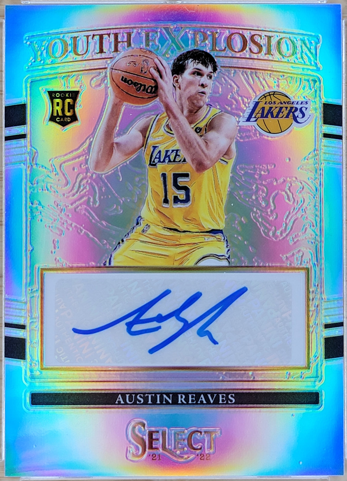 2021-22 Panini Select Austin Reaves RC Auto Youth Explosion Prizm YE-ARV Lakers