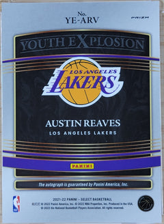 2021-22 Panini Select Austin Reaves RC Auto Youth Explosion Prizm YE-ARV Lakers-2