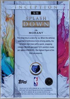 Ja Morant 2025-26 Topps Inception Splash Down SSP Memphis Grizzlies #S-13-2