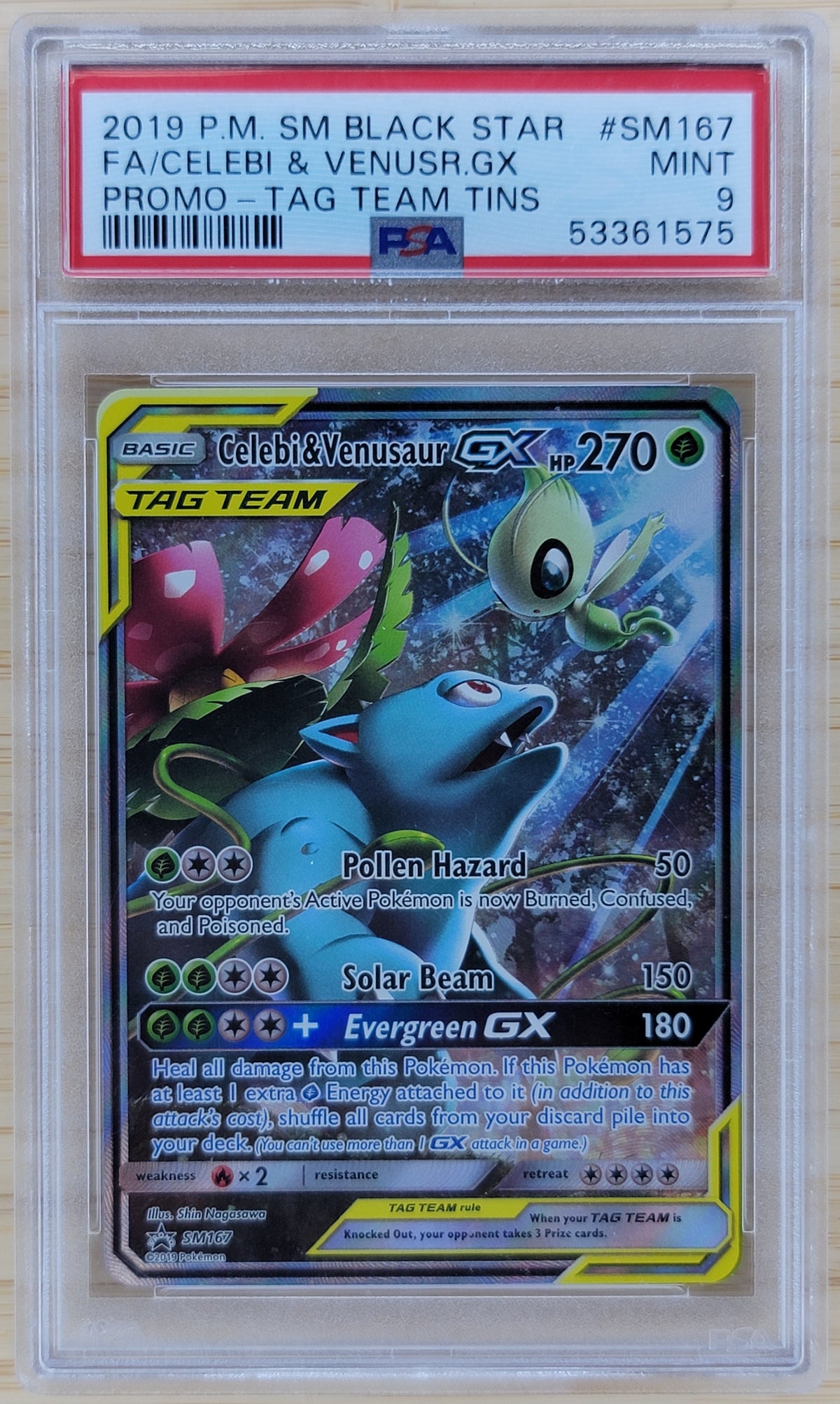 2019 Celebi & Venusaur GX Tag Team Promo SM167 PSA 9