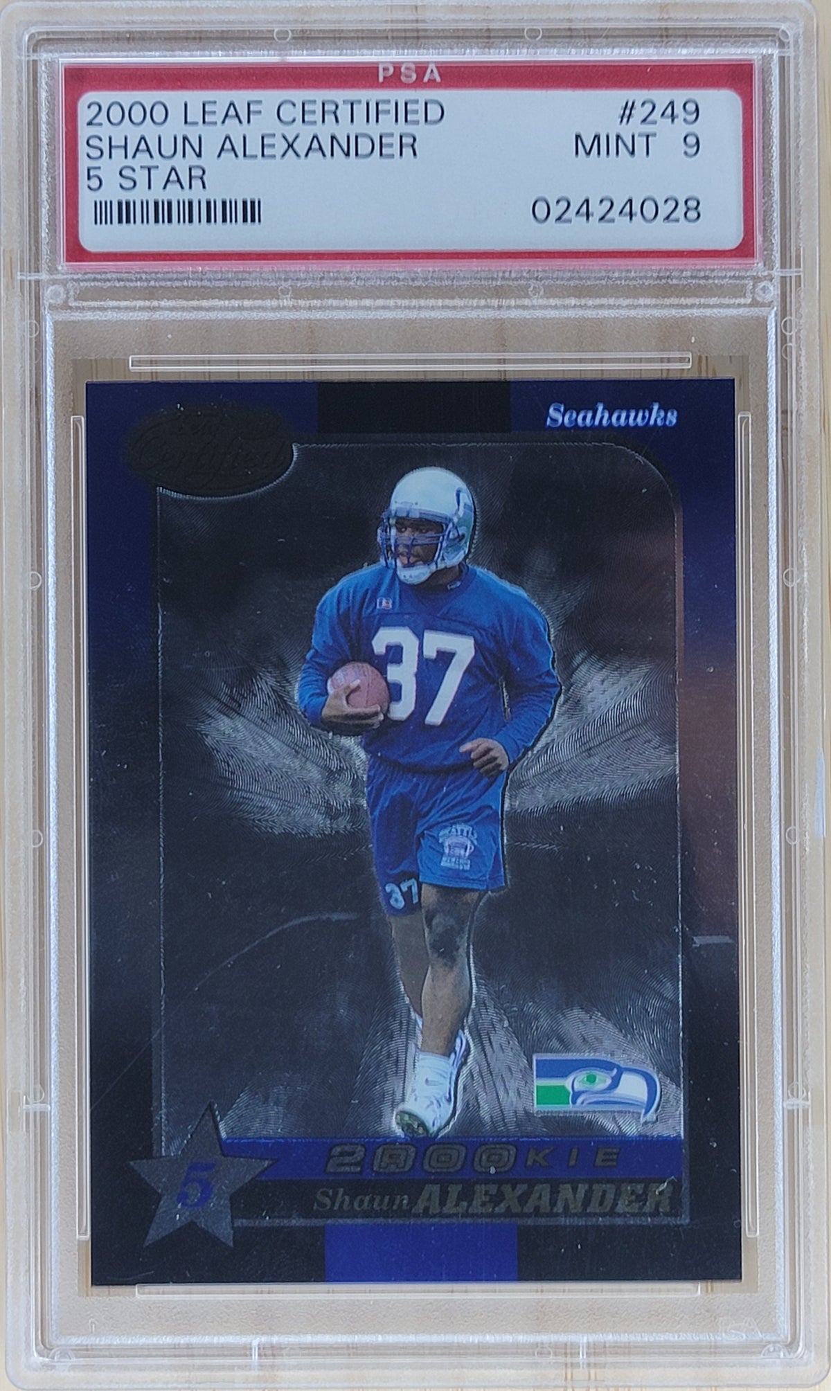 2000 Leaf Certified Shaun Alexander 5 Star /1000 #249 PSA 9
