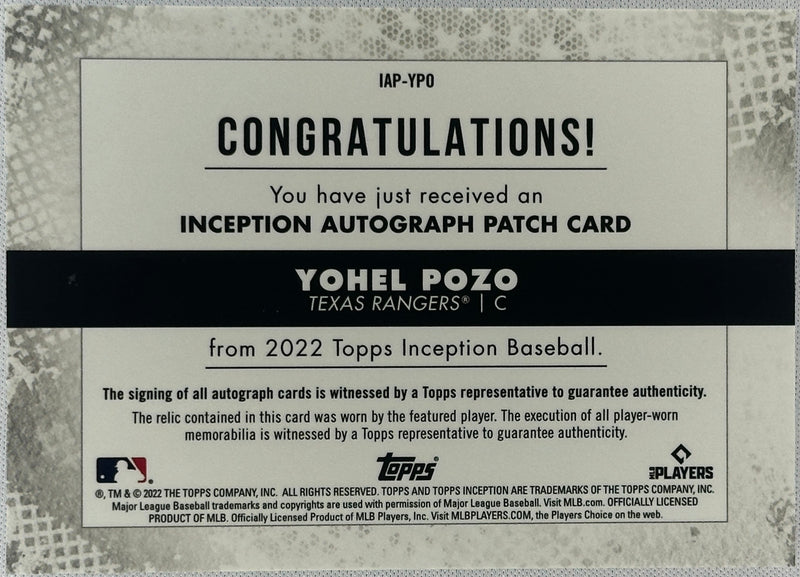2022 Topps Inception Yohel Pozo Auto /50 #IAP-YPO-2