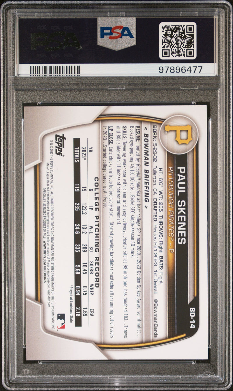 2023 Bowman Draft Paul Skenes PSA 10 #BD14-2