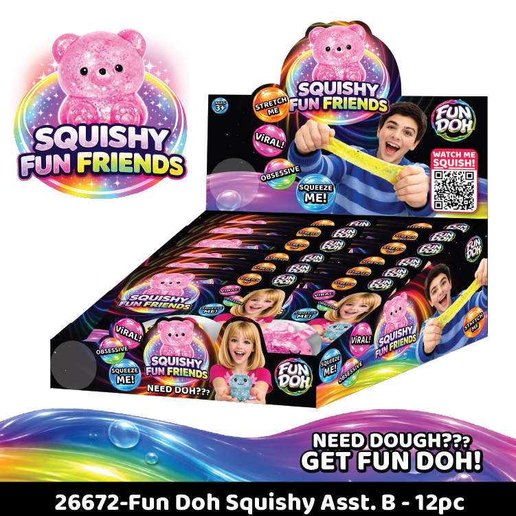 Fun Doh Squishy Gummy Fidget Toy NEW Variety - 12/Display