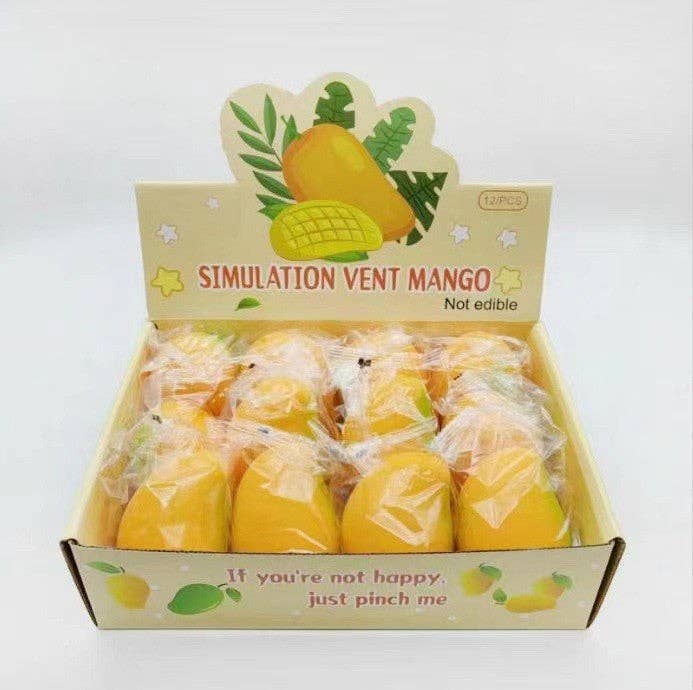 Simulation Fruit Mango Peach Dragon Fruit Squishy Slow Rising Stress Relief Squeeze Toy: Mango / 1 pc-4