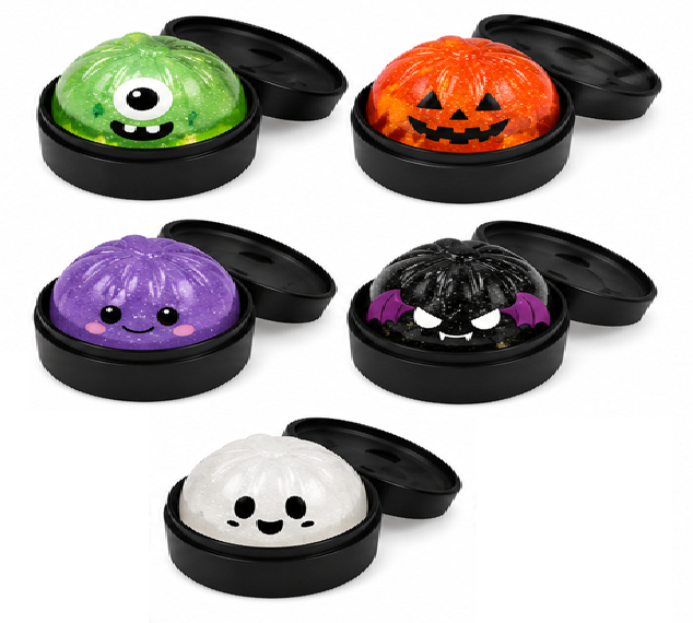 4" Halloween Glitter Jelly Dumpling - Black Steamer-2
