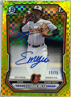 2026 Topps Bowman Chrome Esteban Mejia Yellow X Fractor Auto /75 #CPA-EME-1