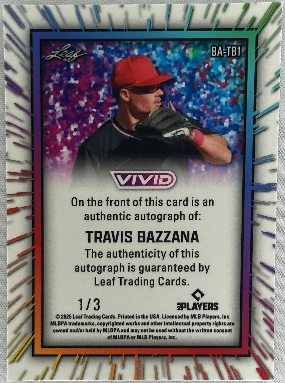 2025 Leaf Travis Bazzana Vivid Auto /3 #BA-TB1