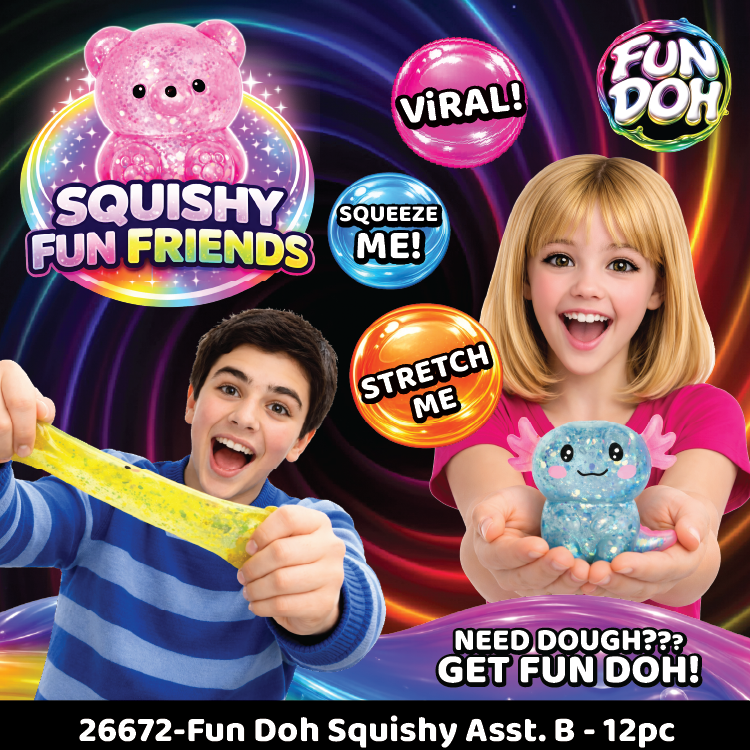 Fun Doh Squishy Gummy Fidget Toy NEW Variety - 12/Display-4