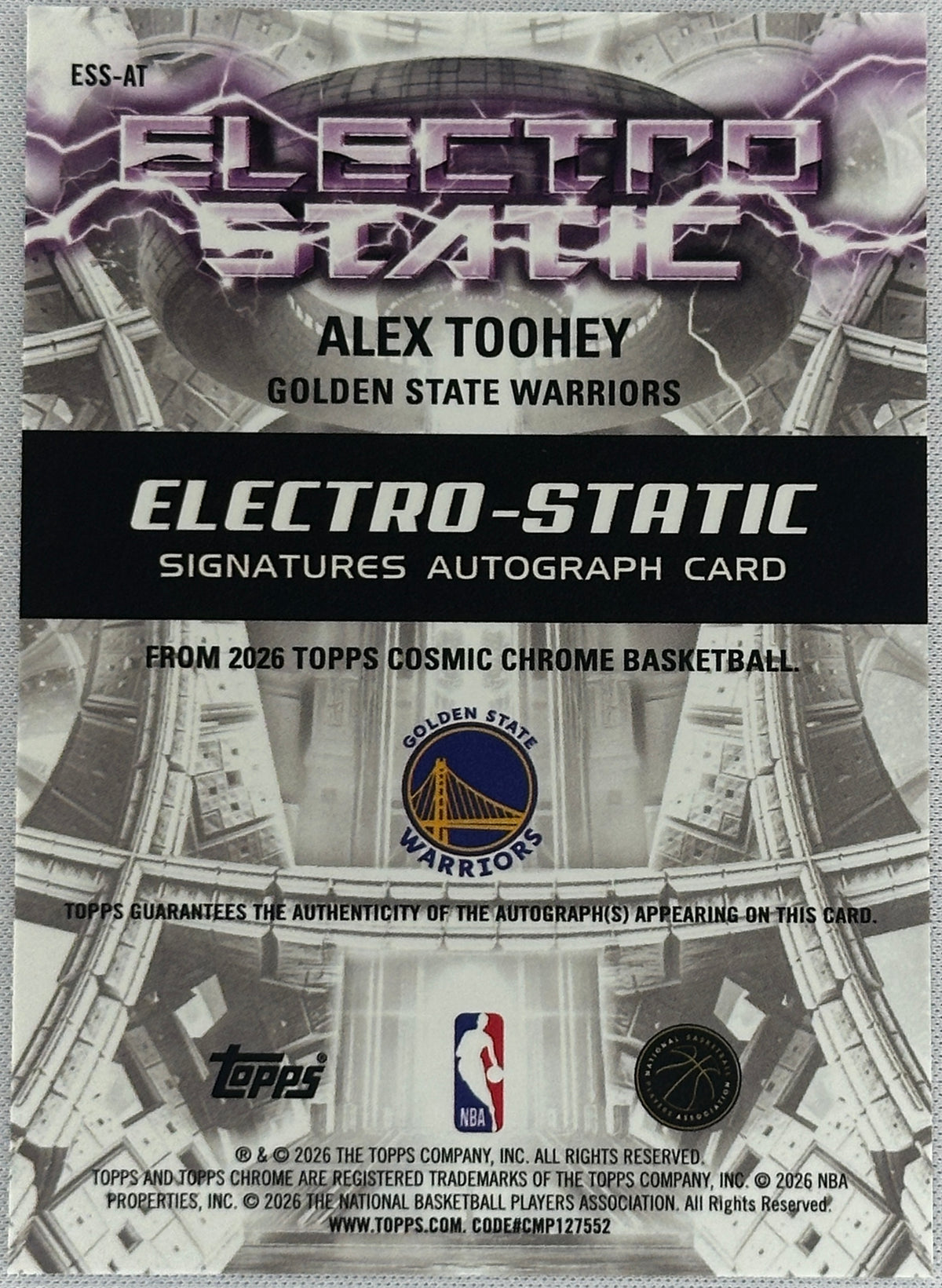 2026 Topps Chrome Alex Toohey Electro Static Rookie RC Auto #ESS-AT-2