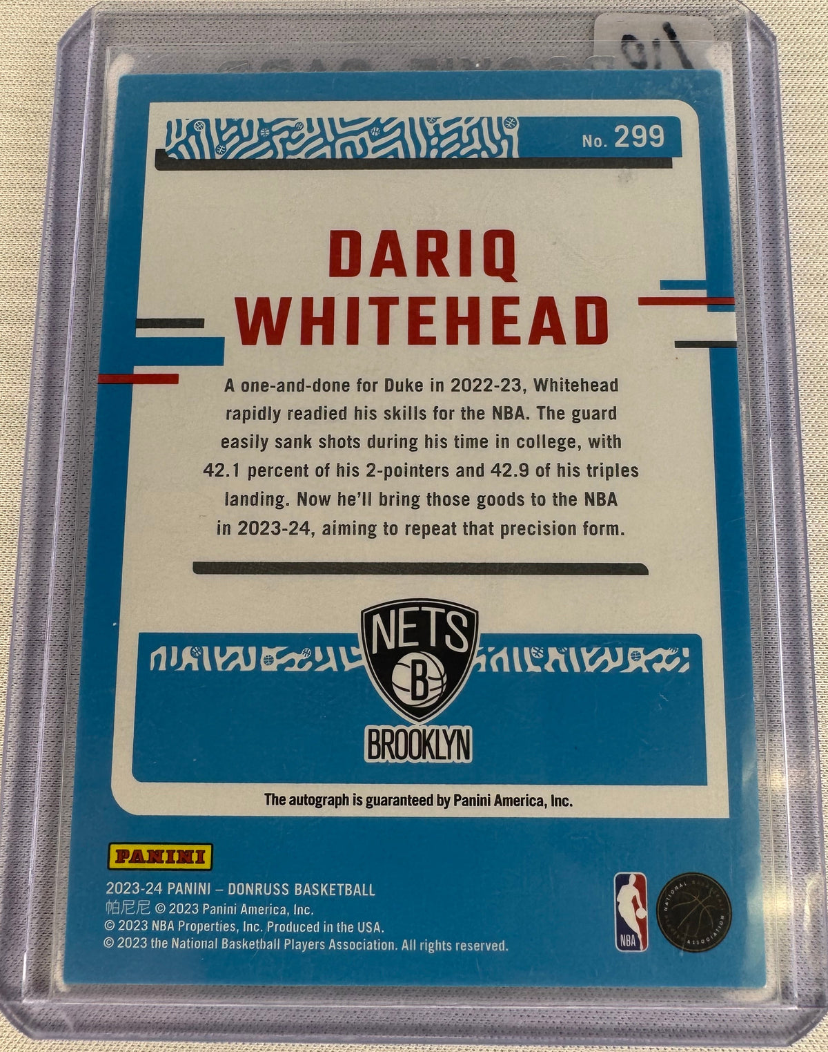 2023 Dariq Whitehead Donruss auto Gold /10-2