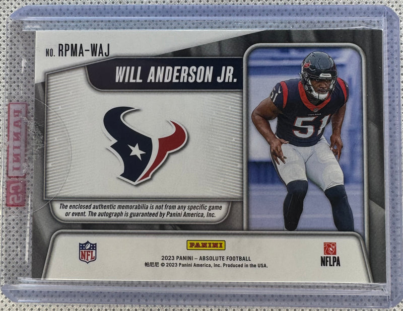 2023 Absolute Will Anderson JR ￼Rookie Premier /49 RPA RPMA-WAJ-2