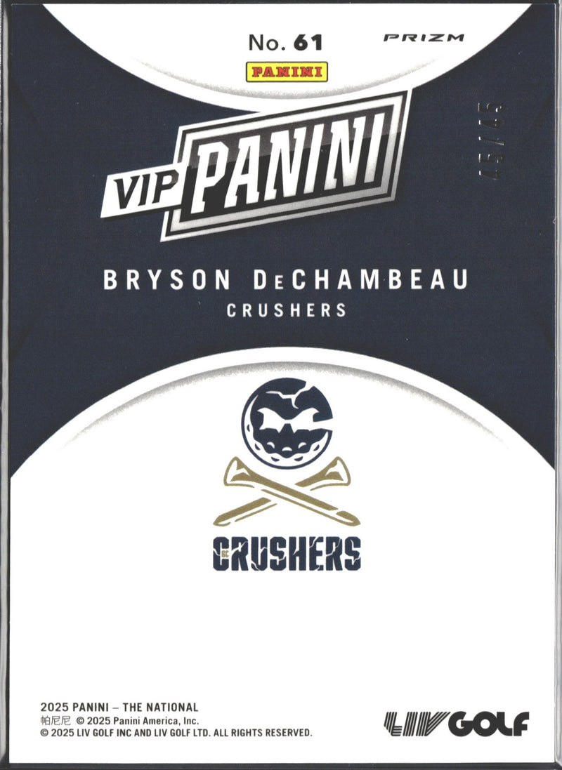 2025 Panini National Gold Pack VIP Bryson DeChambeau Hello Cracked Ice #61 /45-2