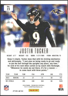 2024 Panini Prizm Deca Justin Tucker Gold Prizm #/10 #23-2