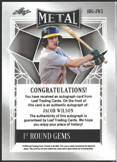 2023 Leaf Metal Jacob Wilson 1st Round Gems Wave Silver #/9 AU #1RG-JW2-2