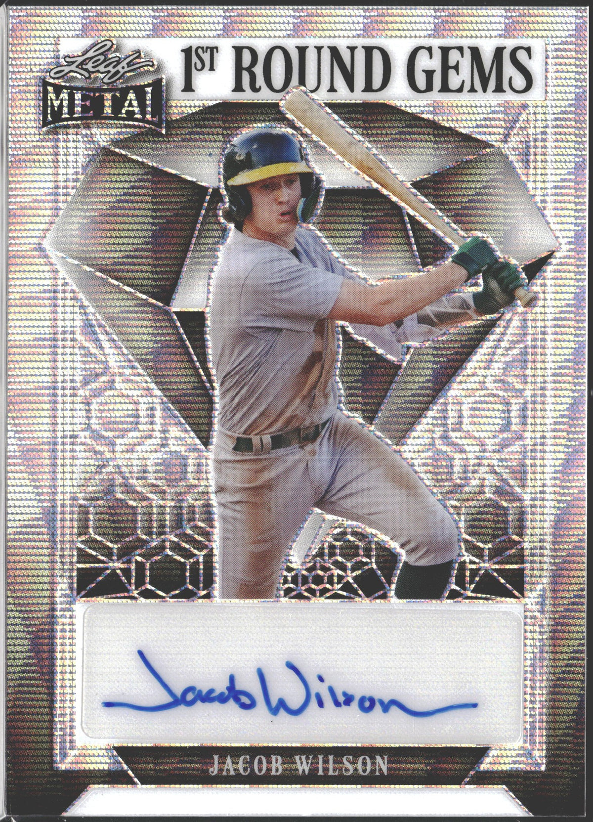 2023 Leaf Metal Jacob Wilson 1st Round Gems Wave Silver #/9 AU #1RG-JW2-1