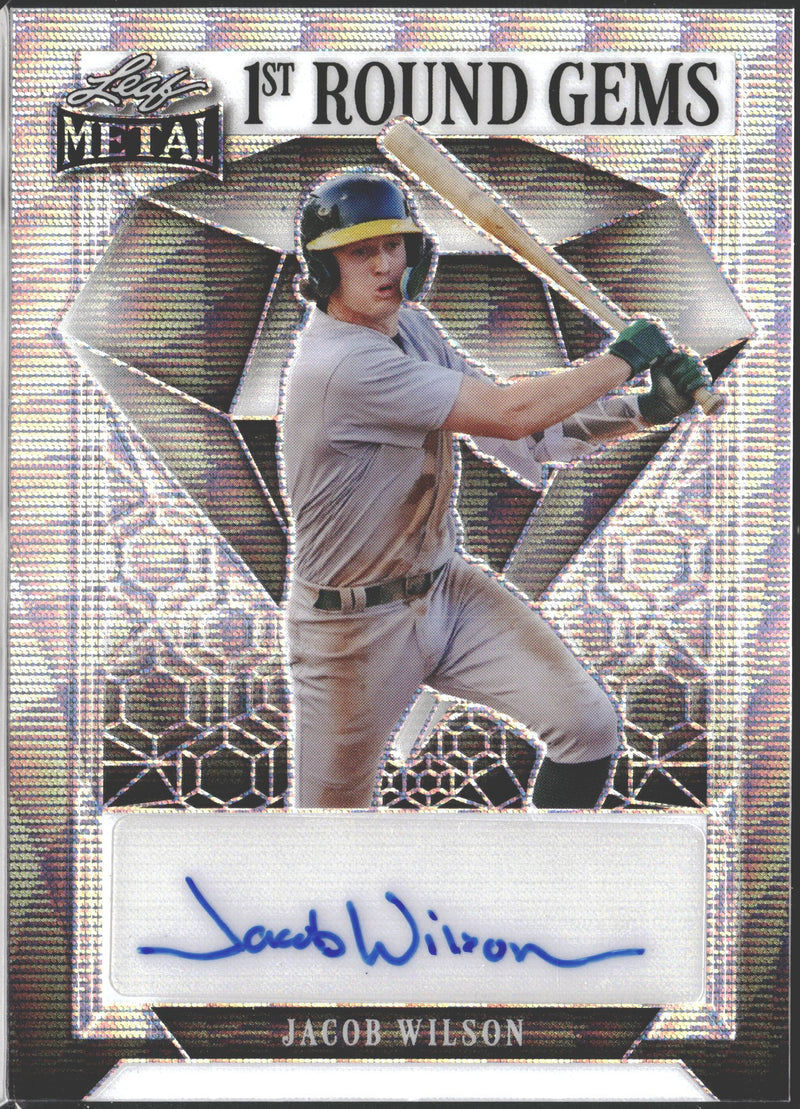 2023 Leaf Metal Jacob Wilson 1st Round Gems Wave Silver #/9 AU #1RG-JW2-1