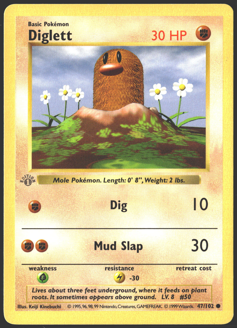 1999 Diglett First Edition Gray Stamp Promo Base Set (Shadowless) #047/102-1