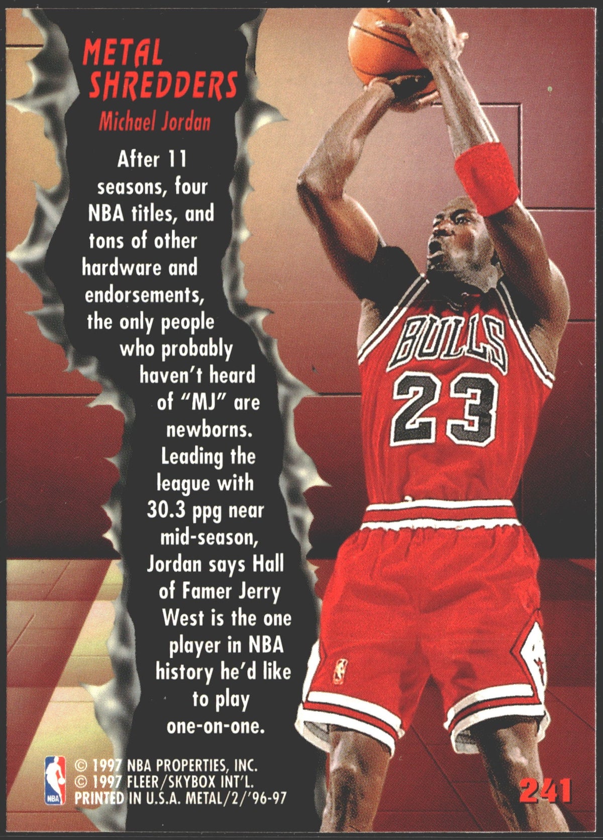 1996-97 Fleer Metal Shredders Michael Jordan #241-2