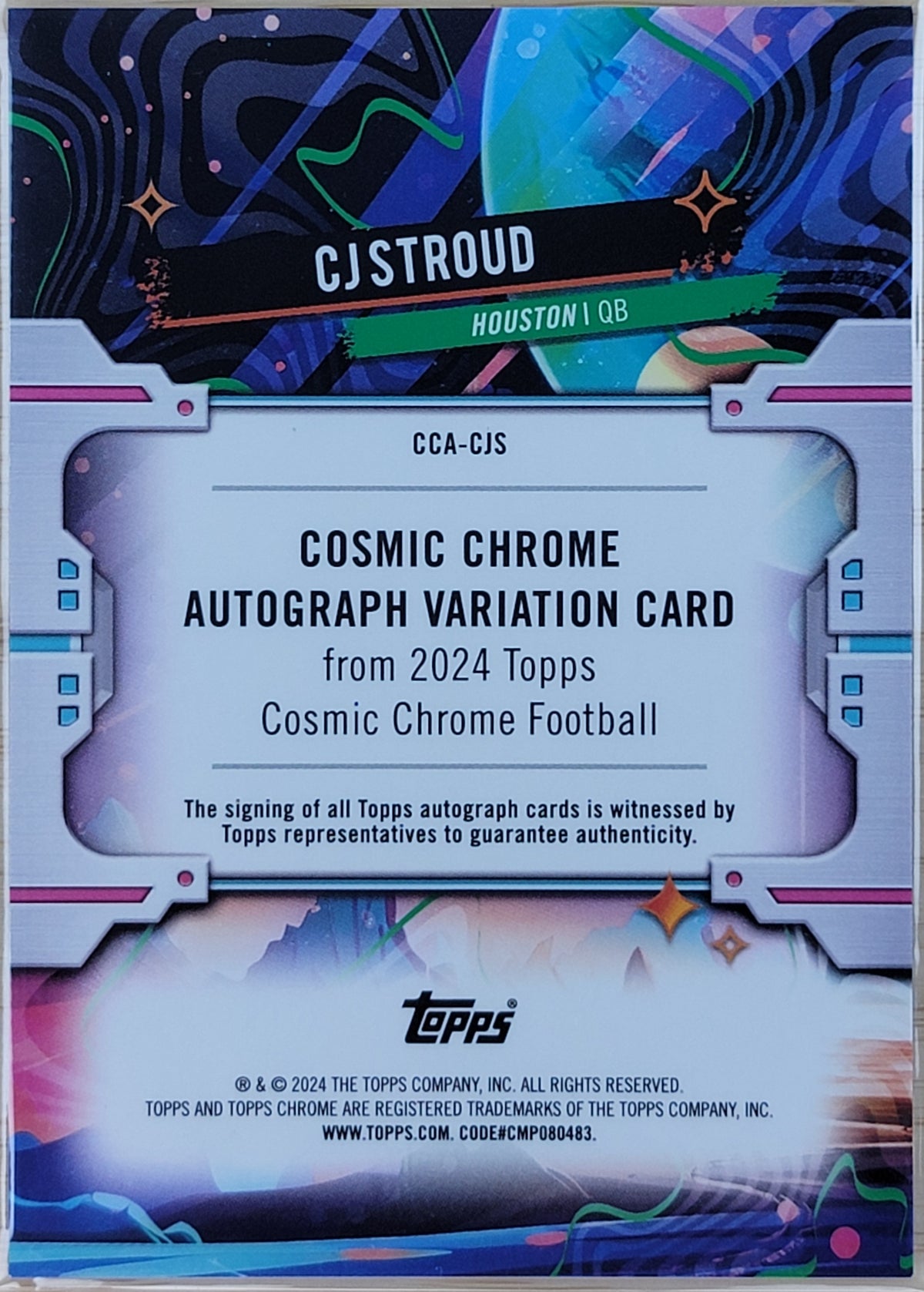 2024 Topps Cosmic Chrome CJ Stroud Cosmic Chrome Auto Gold Interstellar Refractor #/50 AU #CCA-CJS-2